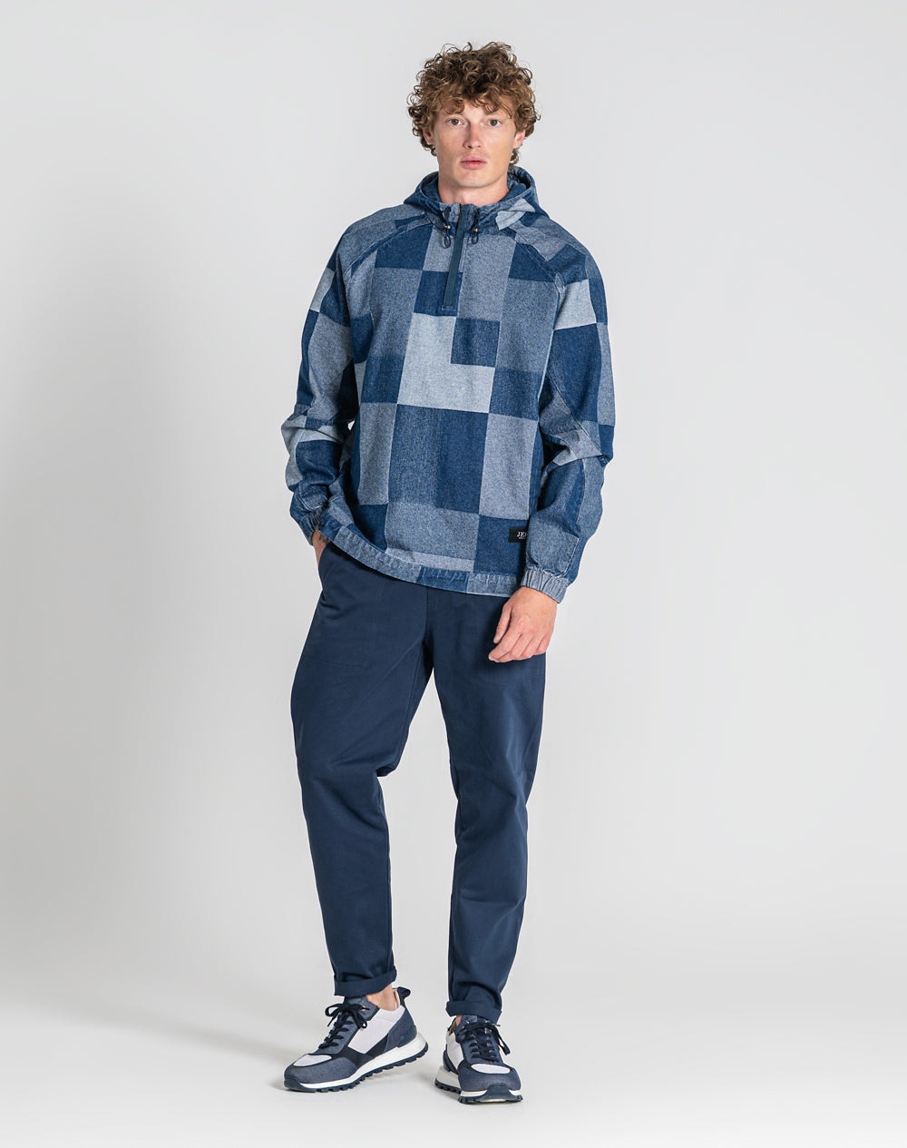 Anorak patchwork Norton 100% algodão orgânico Azul-marinho-2