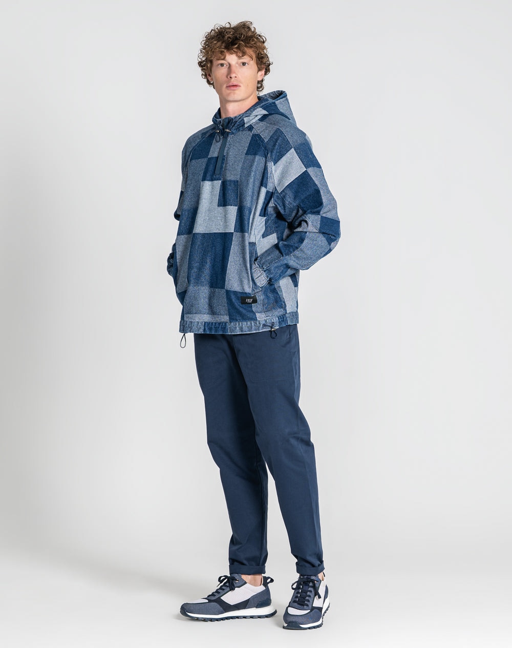 Anorak patchwork Norton 100% algodão orgânico Azul-marinho-6