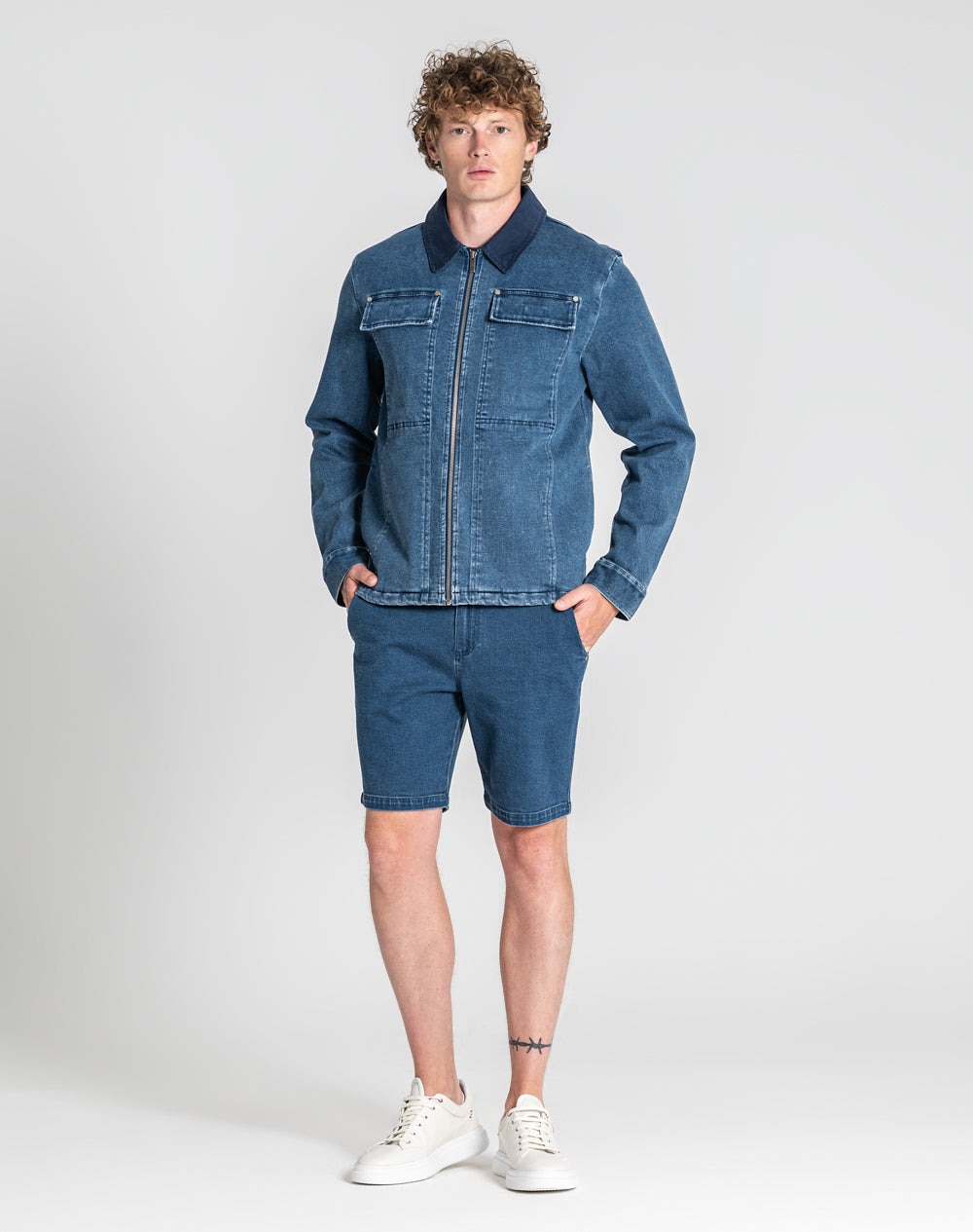 Casaco Noronha estilo chore coat em denim Azul-marinho-2