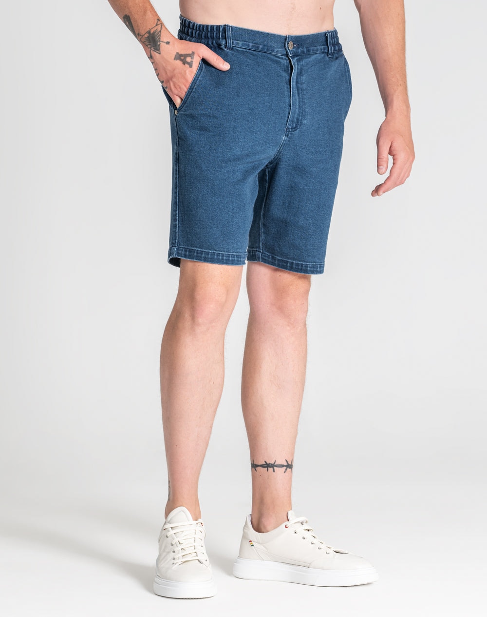 Calção Naor regular fit em denim Azul-marinho-5