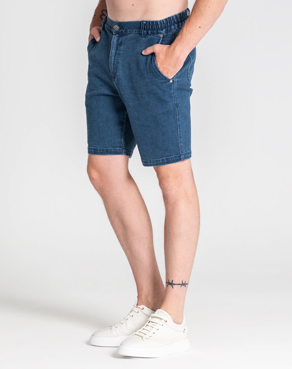 Calção Naor regular fit em denim Azul-marinho-6