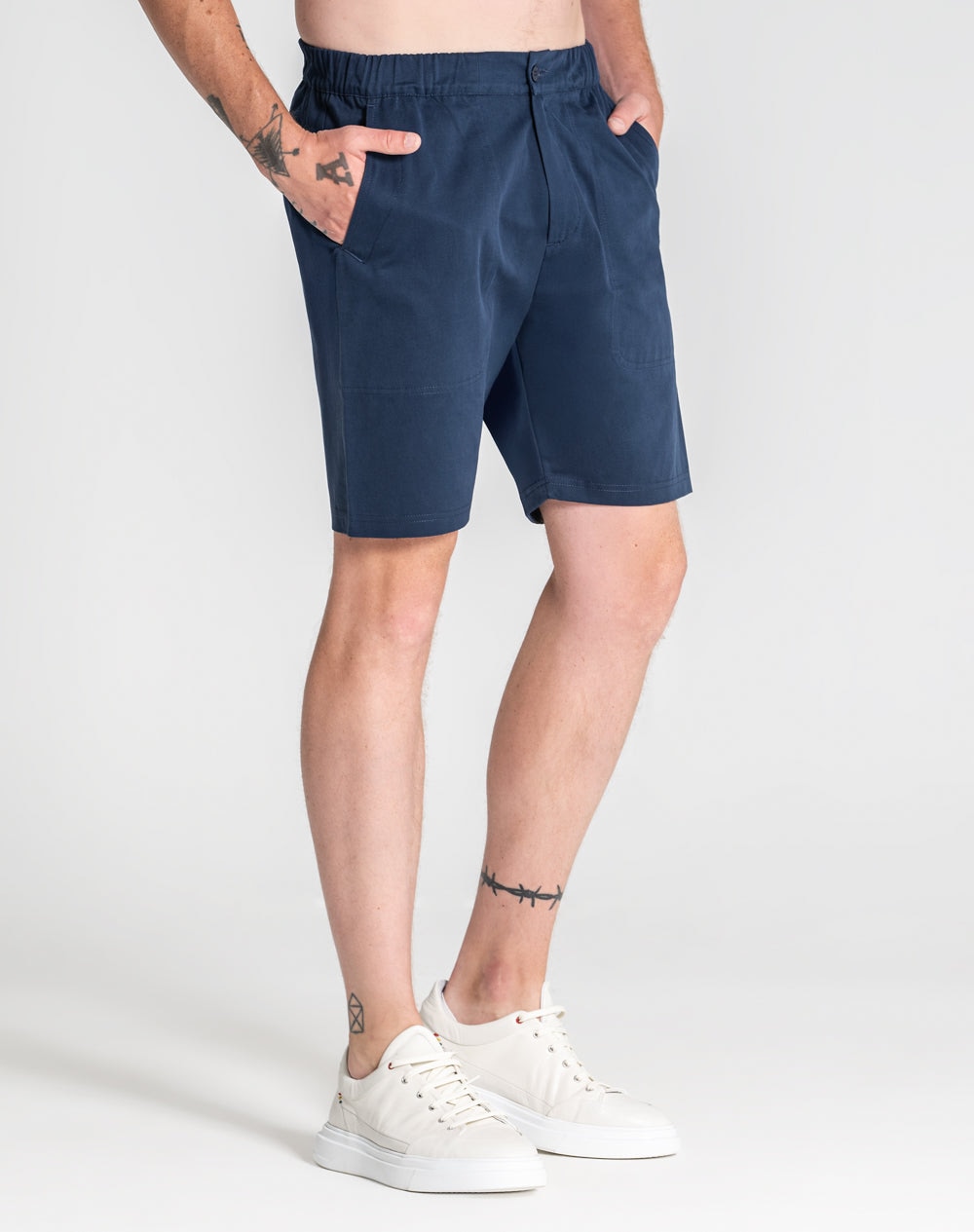Calção Newton estilo utilitário em sarja Azul-marinho-5