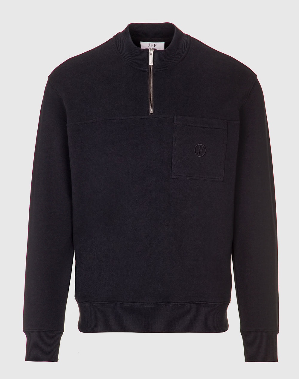 Sweat de gola com fecho Neleu 100% algodão orgânico Preto-1