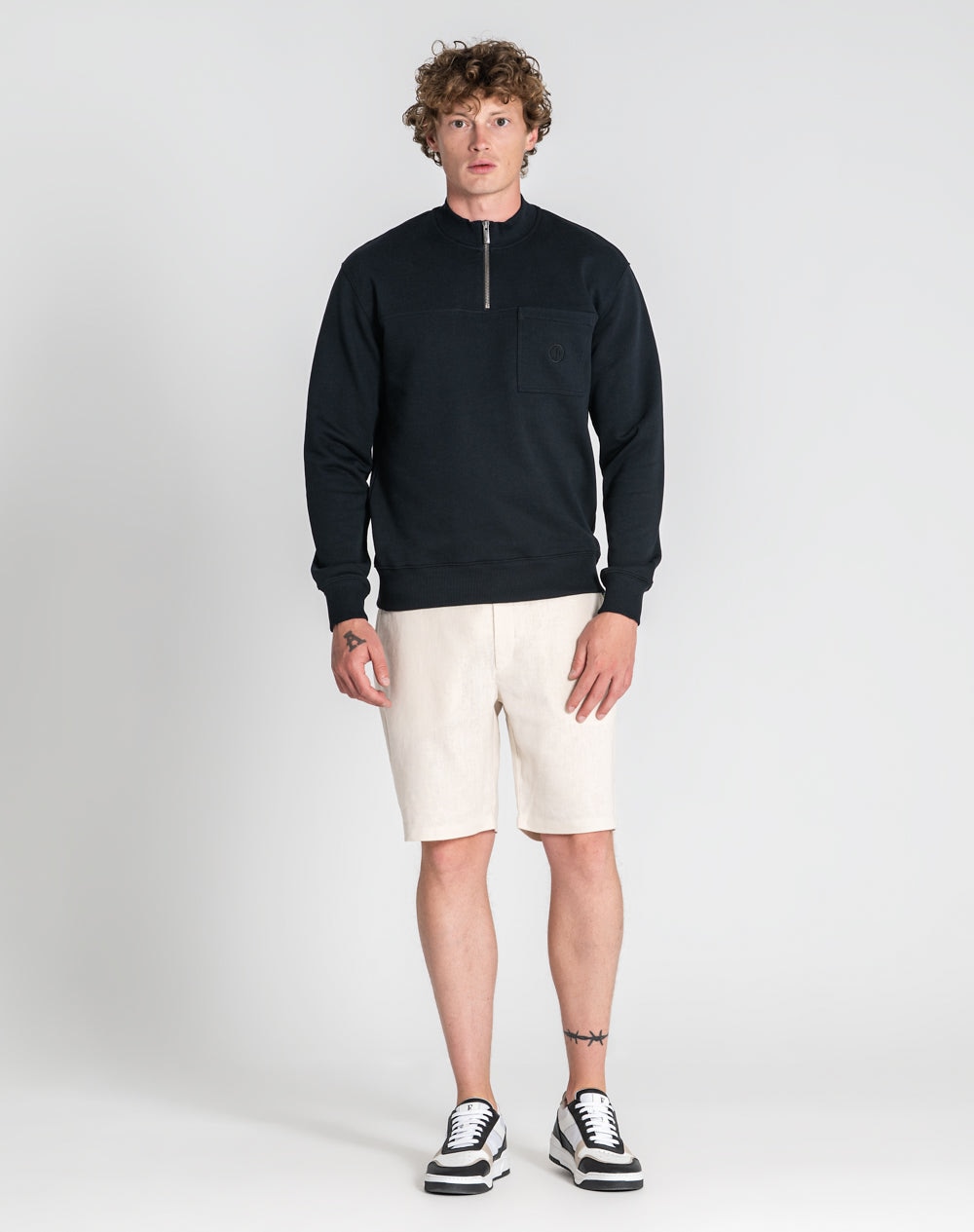 Sweat de gola com fecho Neleu 100% algodão orgânico Preto-2