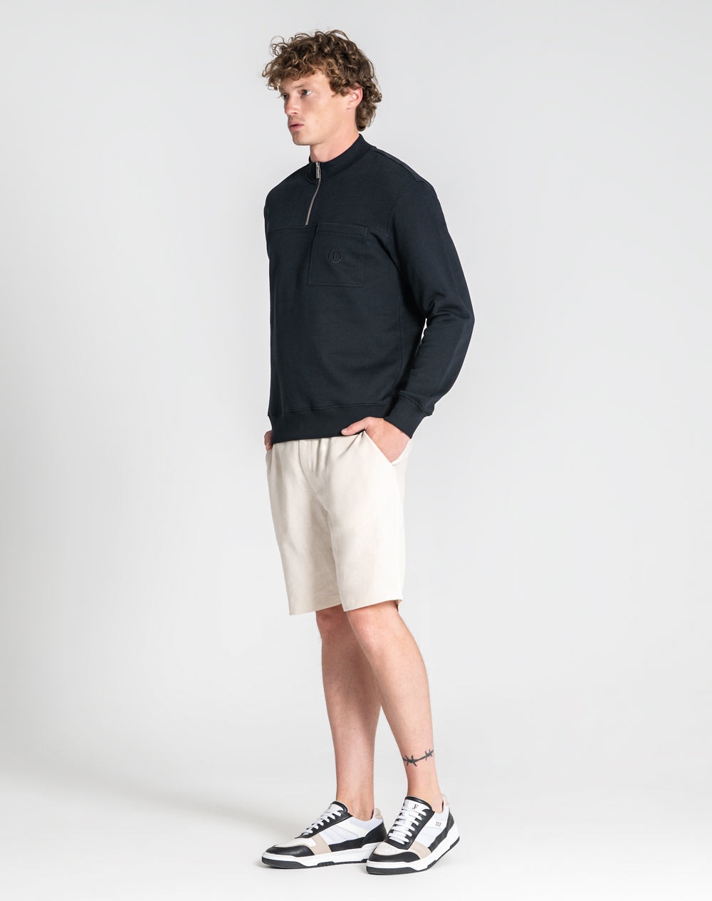 Sweat de gola com fecho Neleu 100% algodão orgânico Preto-6