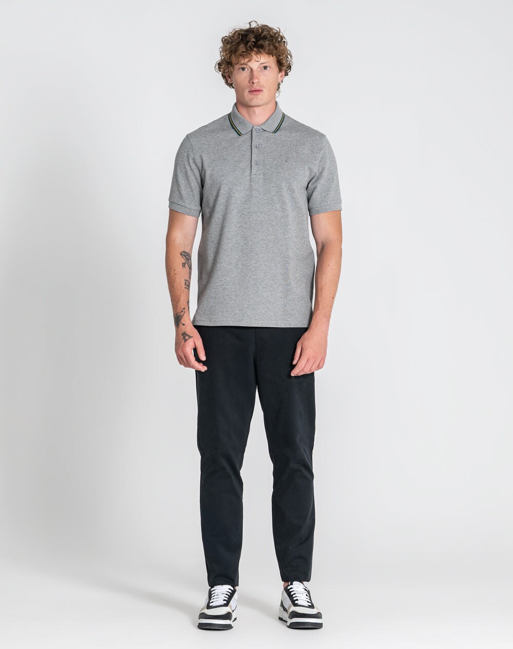 Polo clássico Noah 100% algodão Cinzento-claro-2
