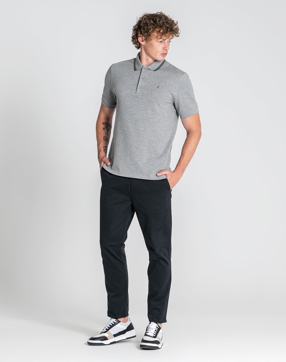 Polo clássico Noah 100% algodão Cinzento-claro-6