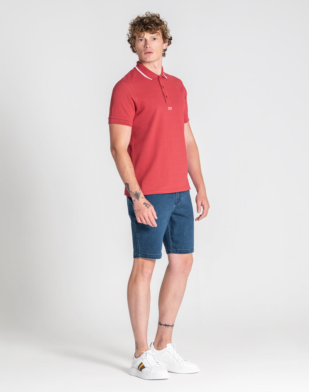 Polo Neji 100% algodão Vermelho-5