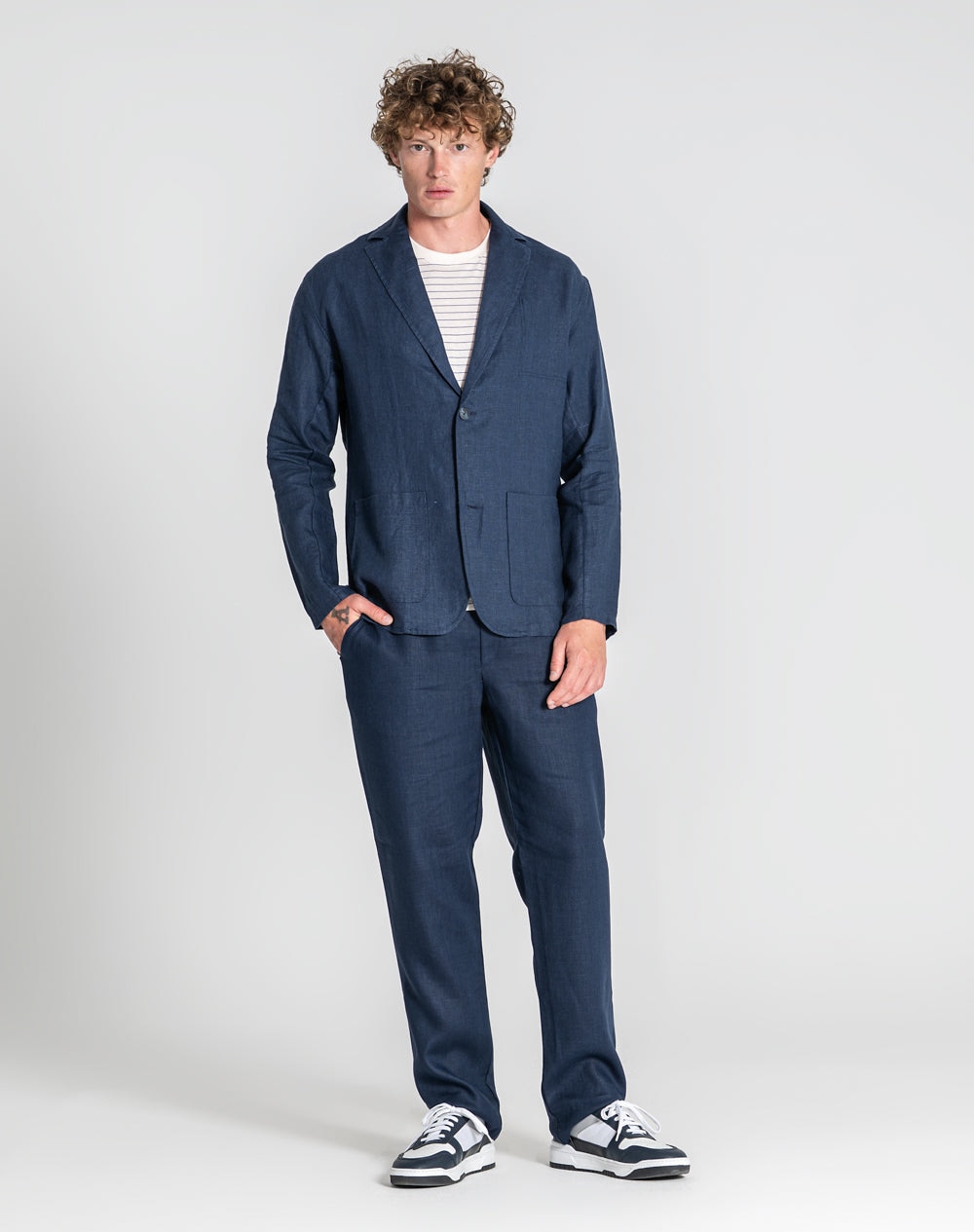 Blazer Nero 100% linho Azul-marinho-2