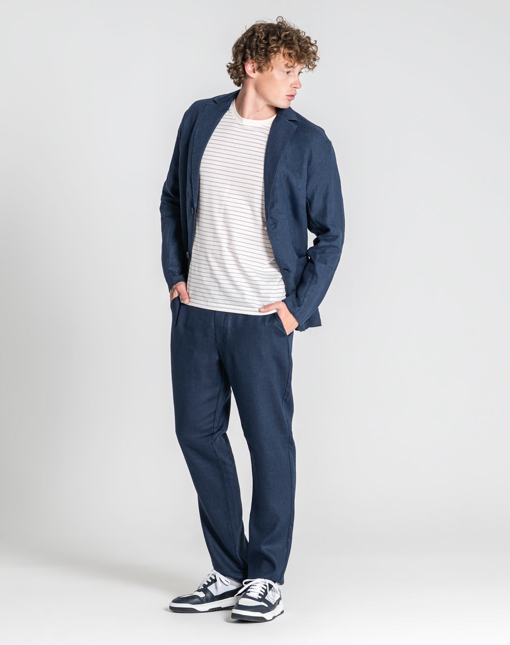 Blazer Nero 100% linho Azul-marinho-6