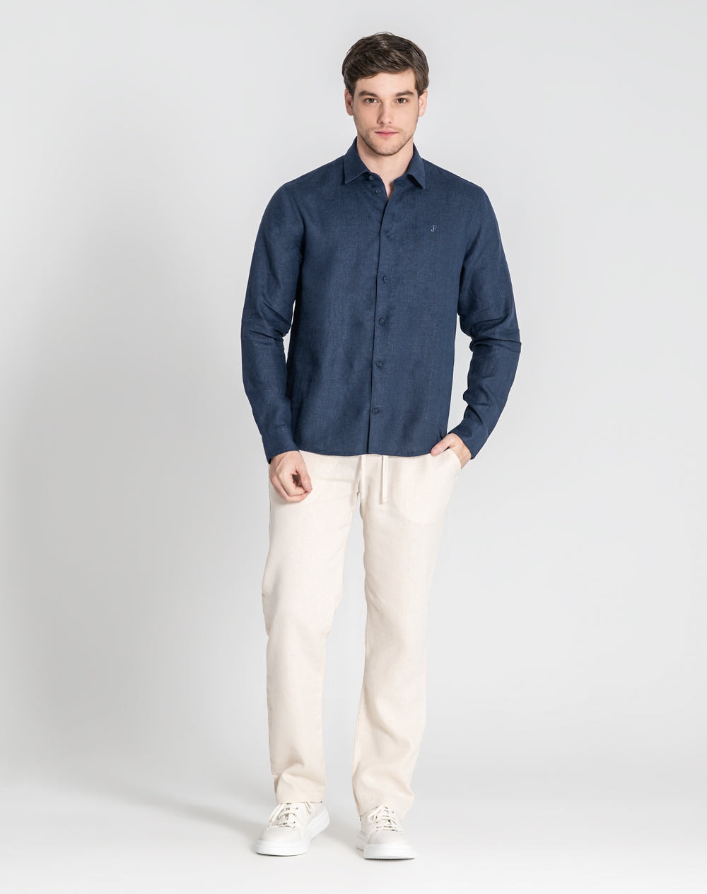 Camisa Nerik 100% linho Azul-marinho-2