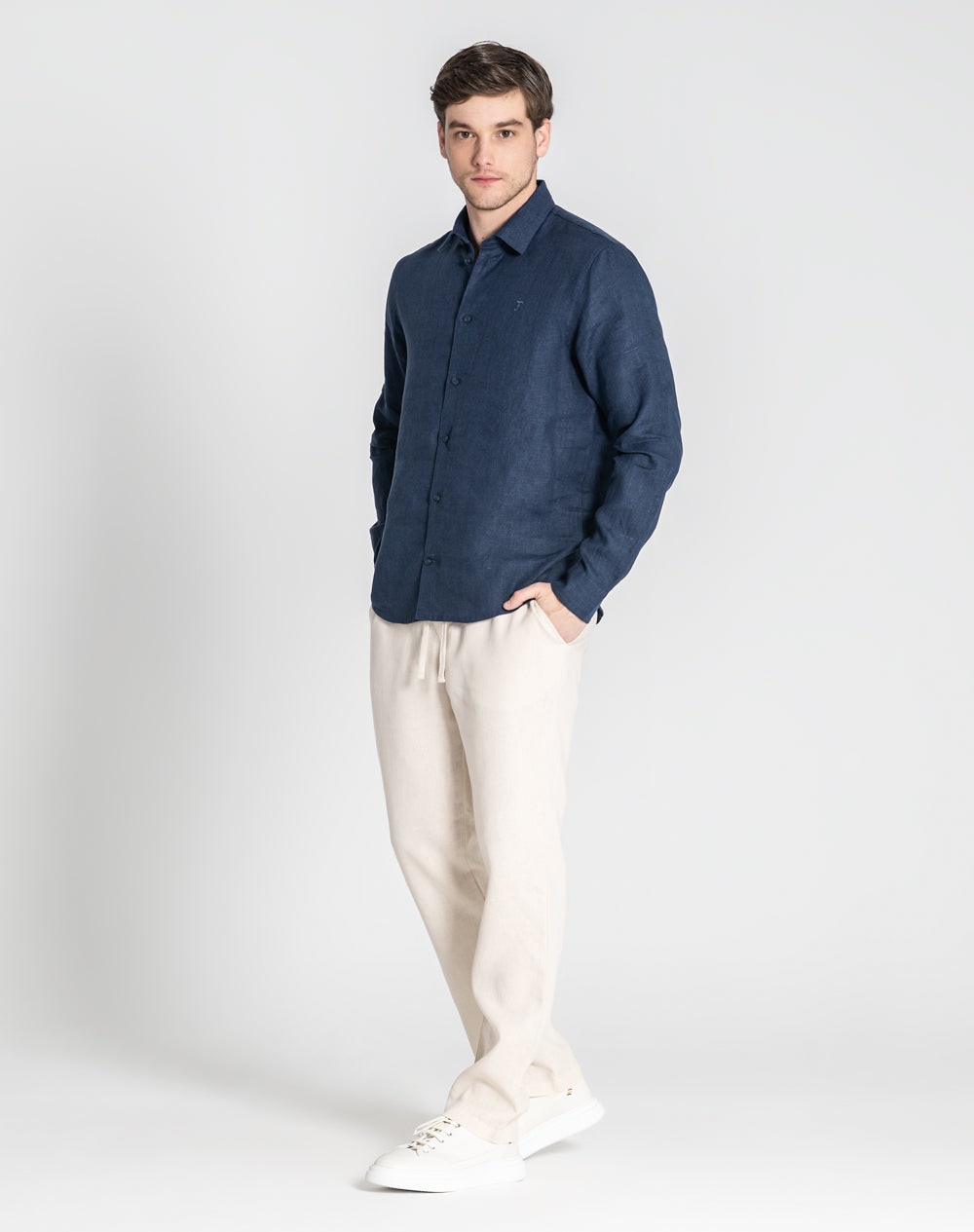 Camisa Nerik 100% linho Azul-marinho-6