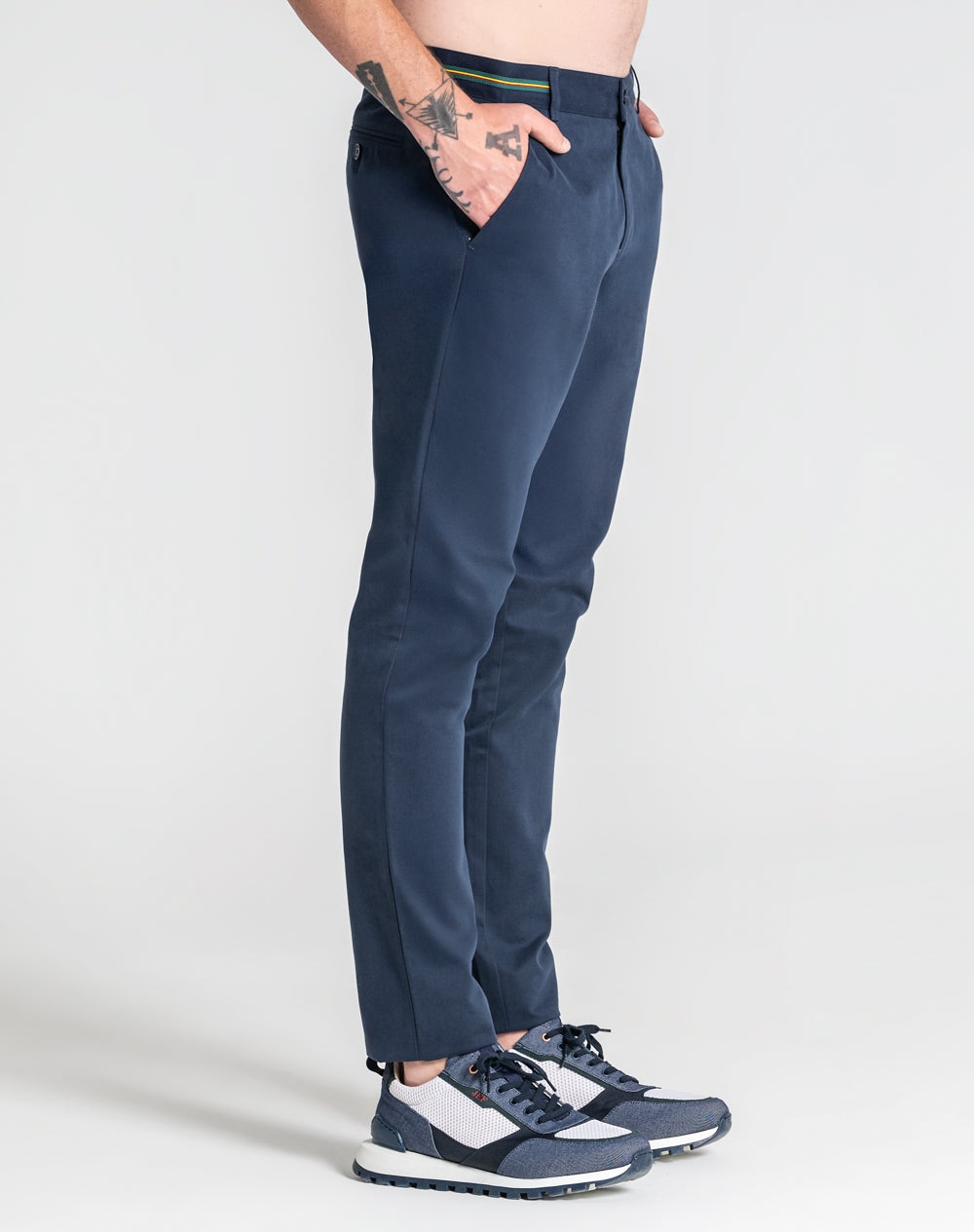 Calça Nélio em sarja 100% algodão orgânico Azul-marinho-5