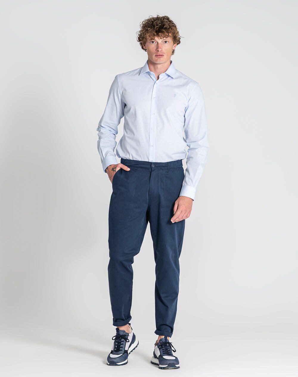 Camisa Narciso regular fit em algodão orgânico Azul-claro-2