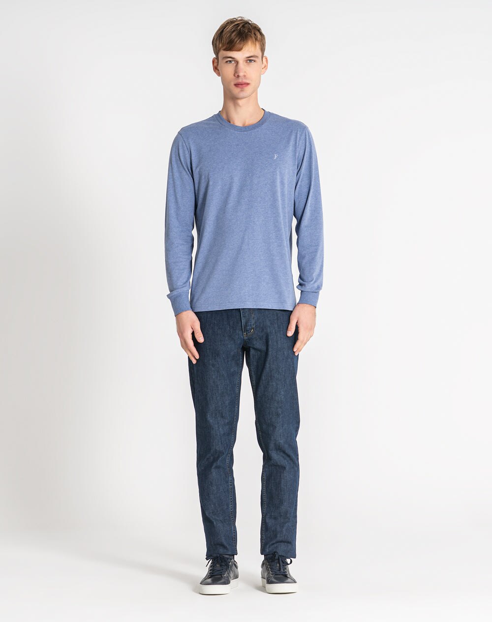Camisola básica de fibras recicláveis Azul-claro-2
