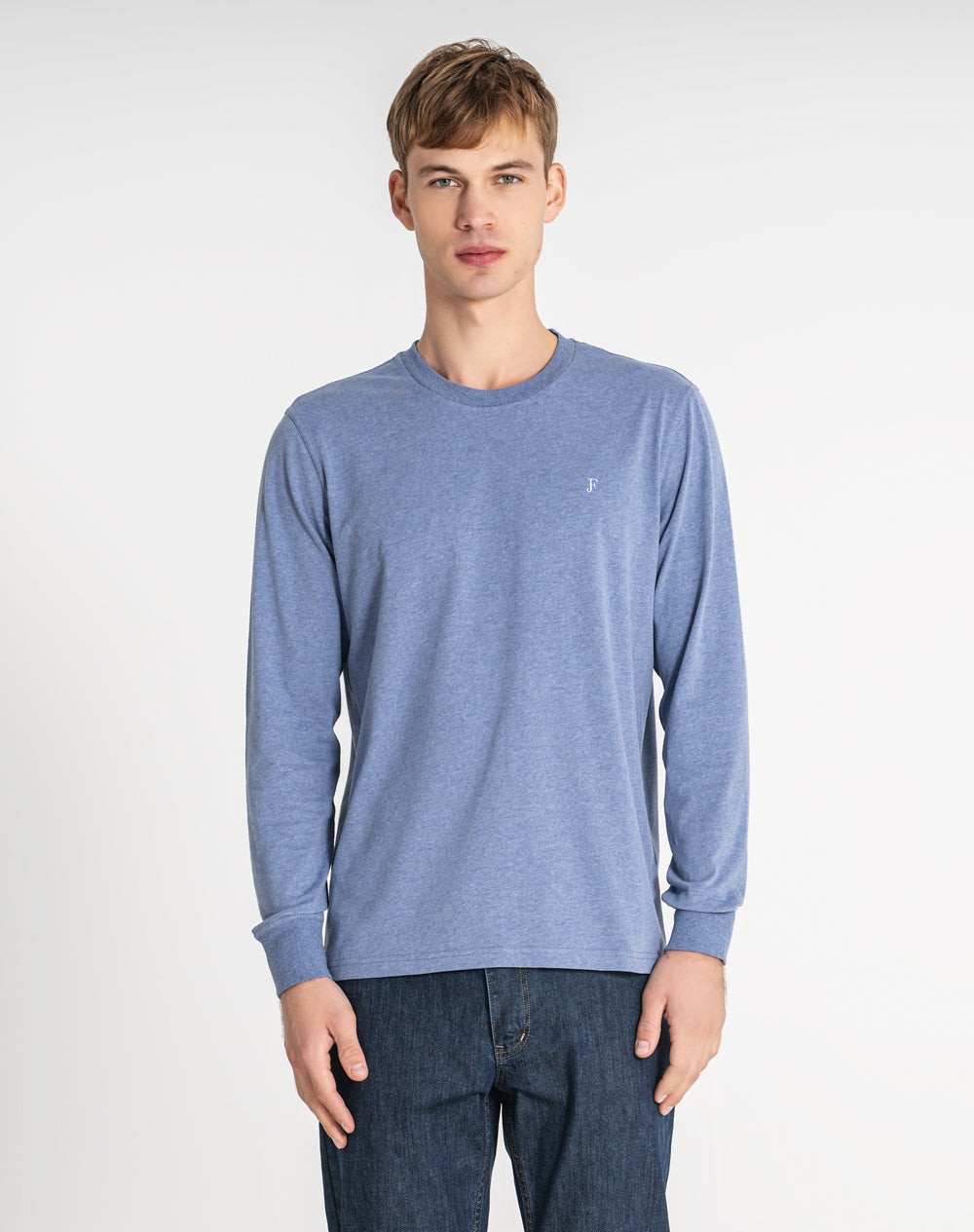 Camisola básica de fibras recicláveis Azul-claro-5