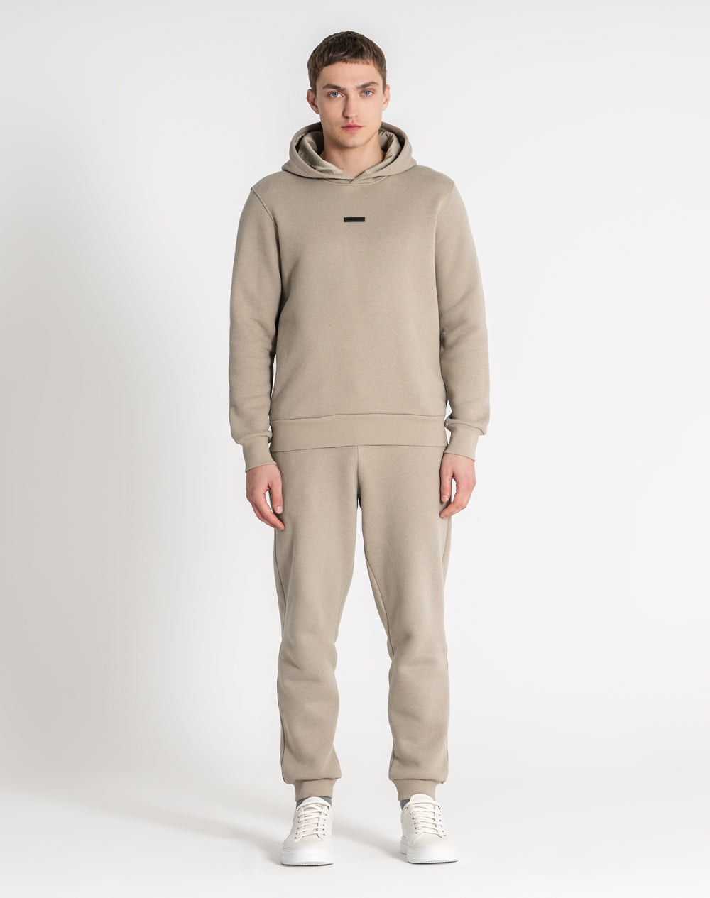 Hoodie de fato de treino com mistura de caxemira Bege-2