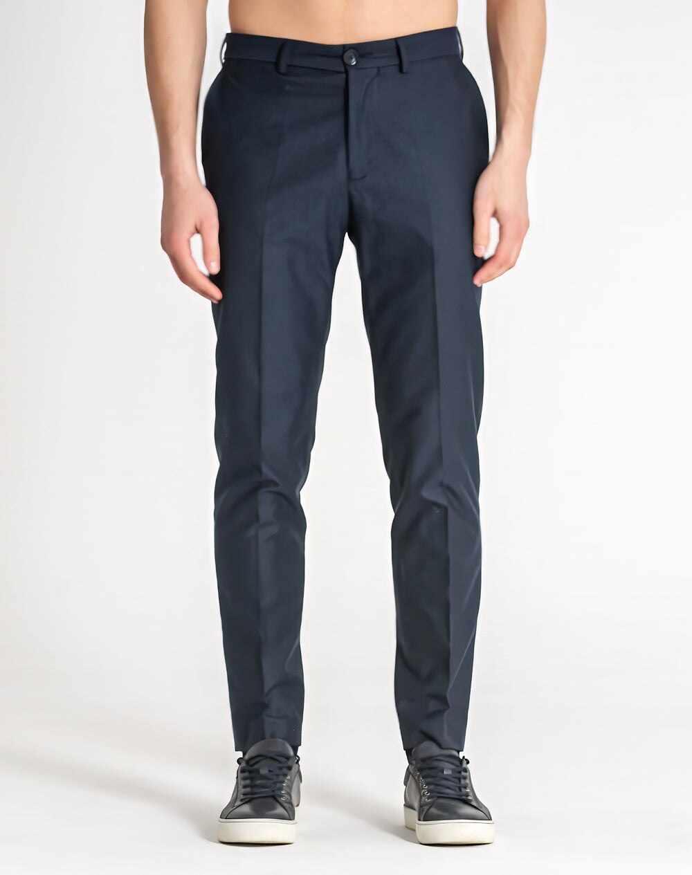 Calças clássicas estilo chino com mistura de lã Azul-marinho-2
