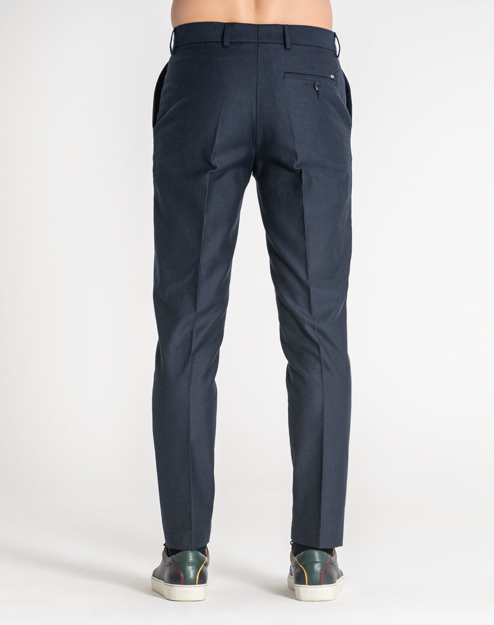Calças clássicas estilo chino com mistura de lã Azul-marinho-4
