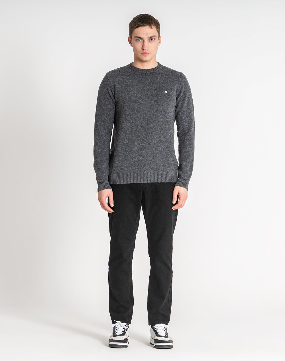 Camisola decote redondo em lambswool Cinzento-escuro-2