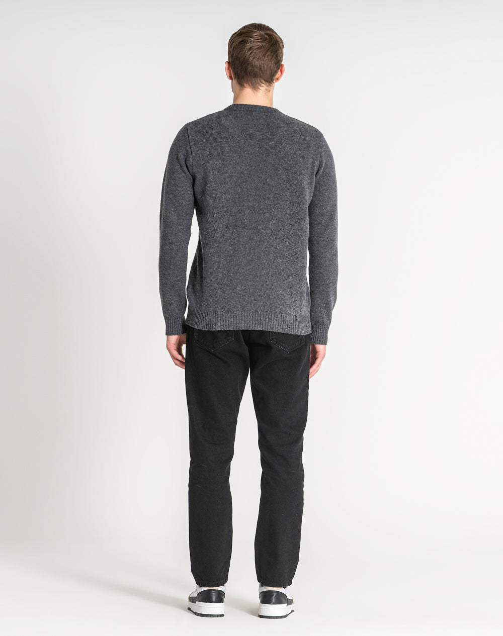 Camisola decote redondo em lambswool Cinzento-escuro-4