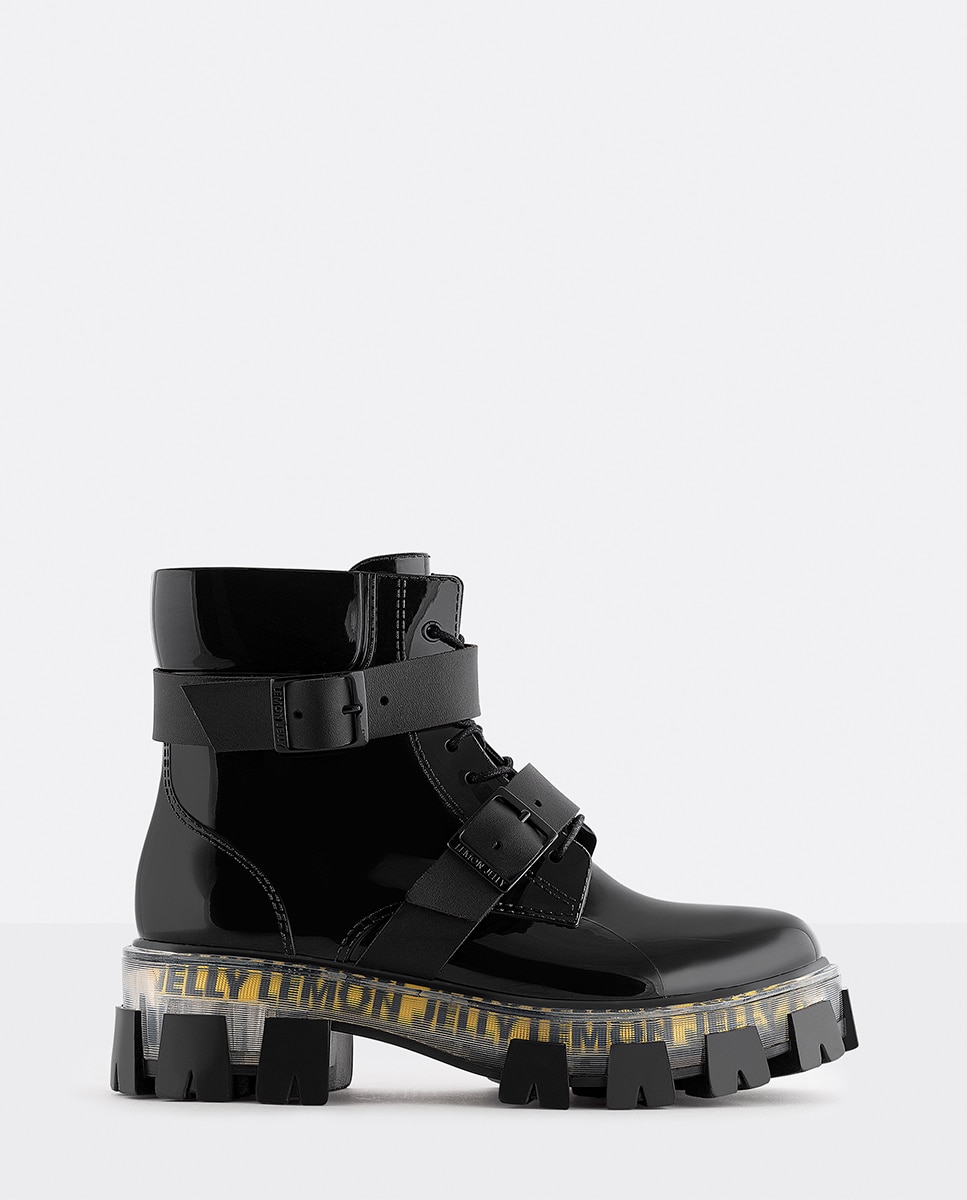Imagem 0 de Botas Vegan Pretas Militares Estilo Urbano Lemon Jelly ZELMA 01
