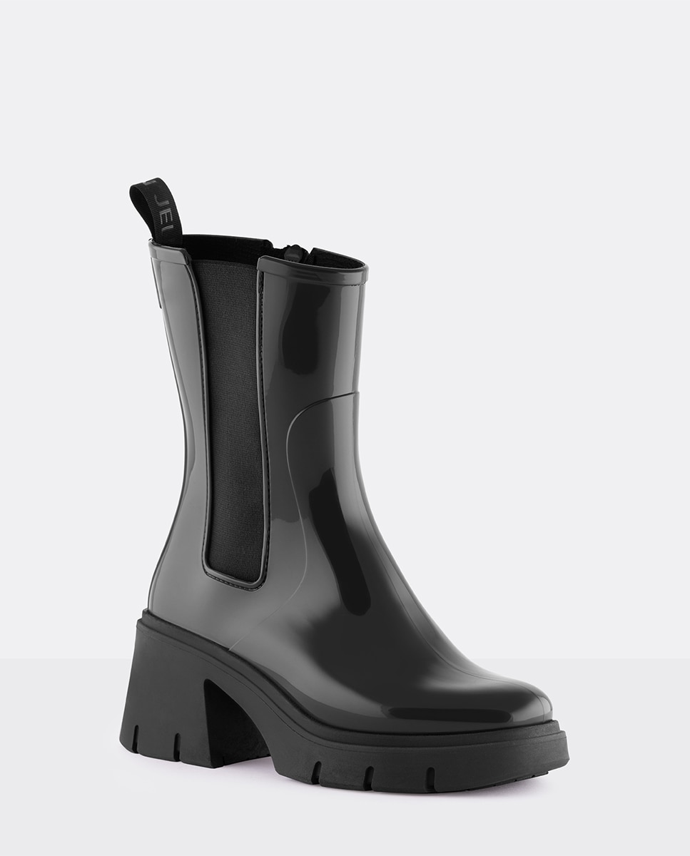 Galochas senhora pretas de cano médio com tacão vegan Lemon Jelly Ciana 01 Preto-2