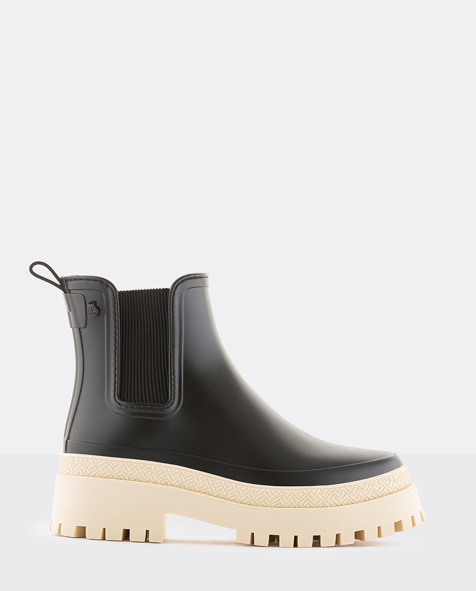 Imagem 0 de Botas de Inverno pretas e brancas mate com cano curto chunky de senhora Lemon Jelly Everly 02