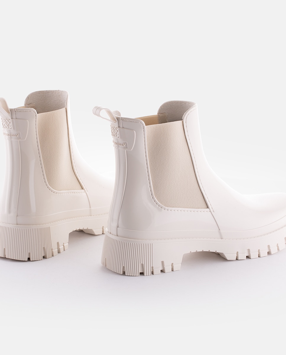 Botins Chelsea de Chuva Vegan PEACHY 05 em Branco Branco-3