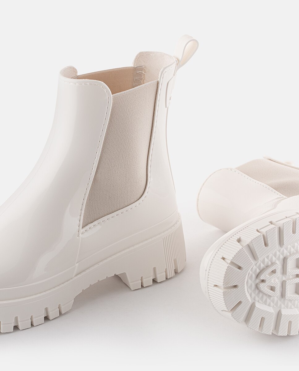 Botins Chelsea de Chuva Vegan PEACHY 05 em Branco Branco-4