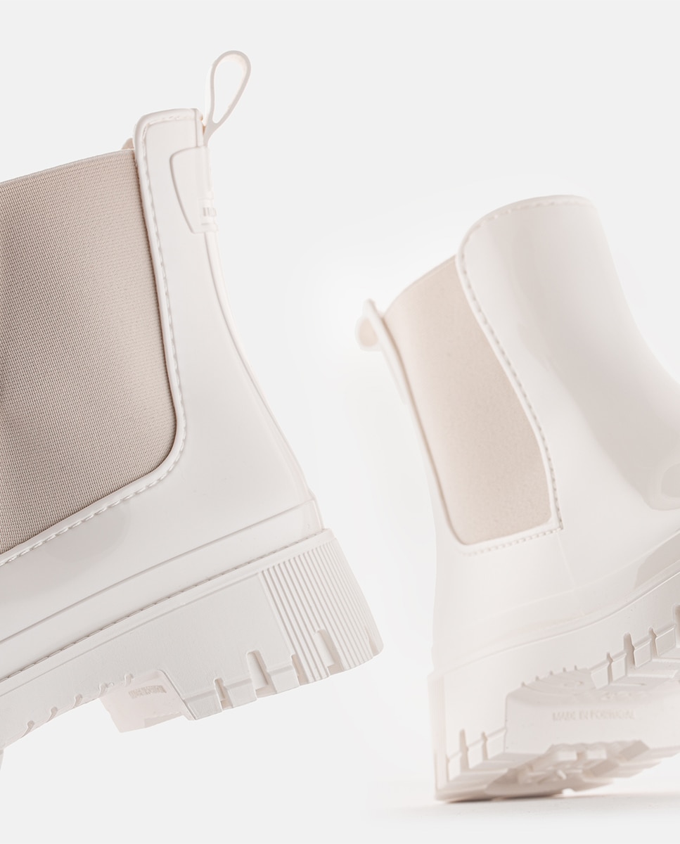 Botins Chelsea de Chuva Vegan PEACHY 05 em Branco Branco-5