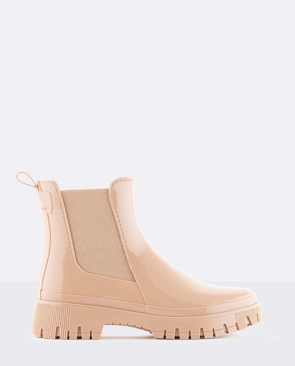 Botins Chelsea de Chuva Vegan PEACHY 06 em Bege Bege-1