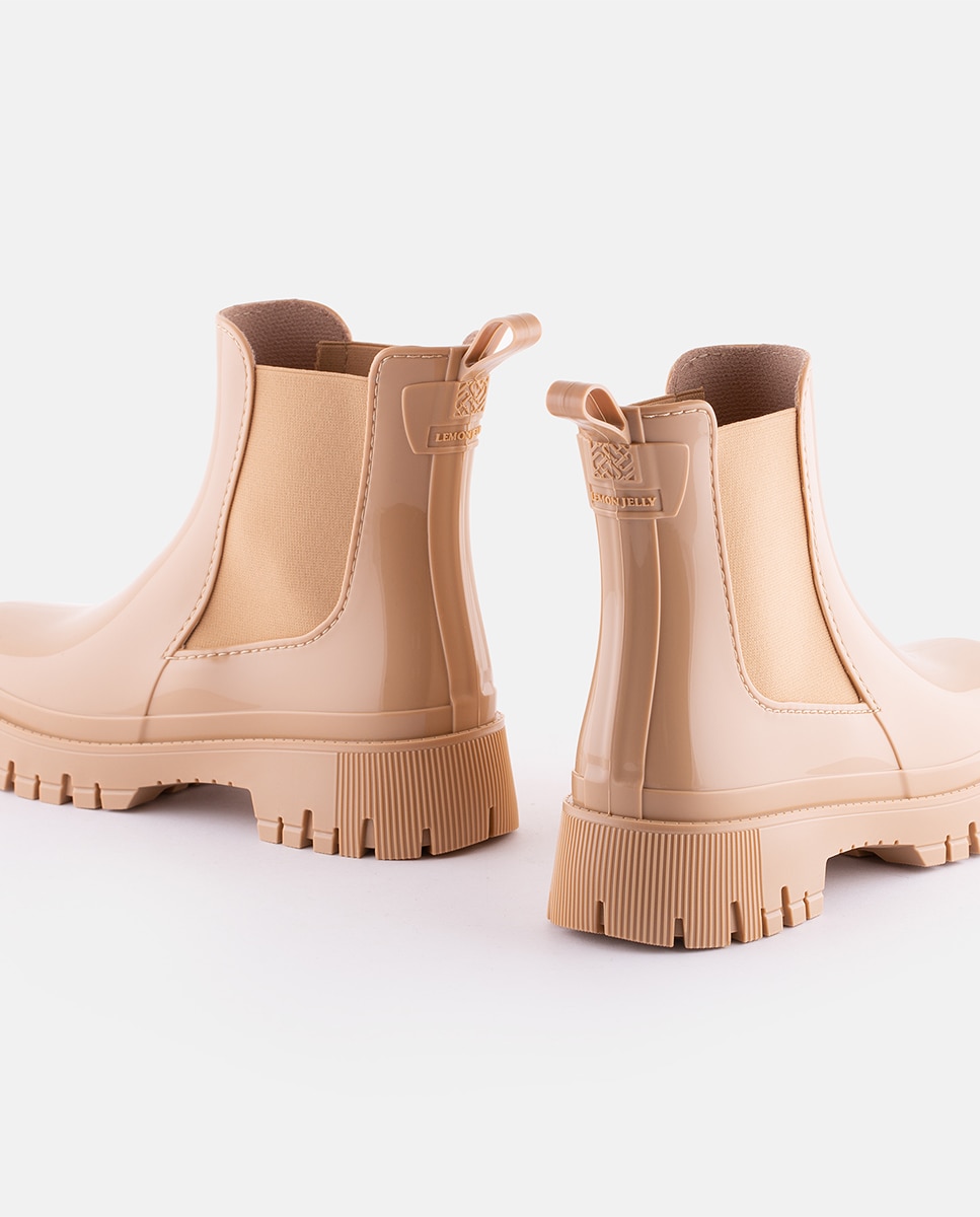 Botins Chelsea de Chuva Vegan PEACHY 06 em Bege Bege-3