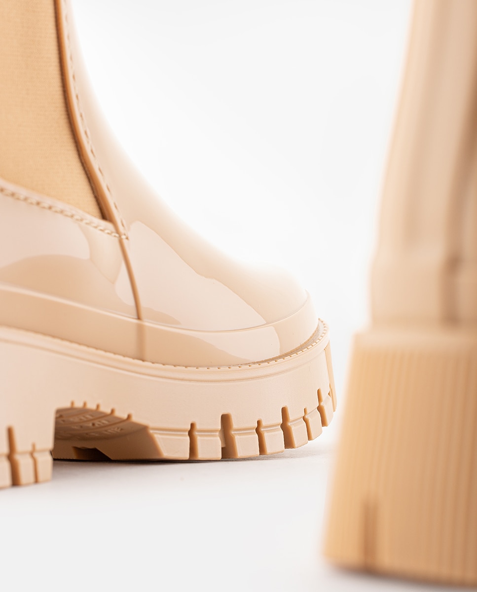 Botins Chelsea de Chuva Vegan PEACHY 06 em Bege Bege-4