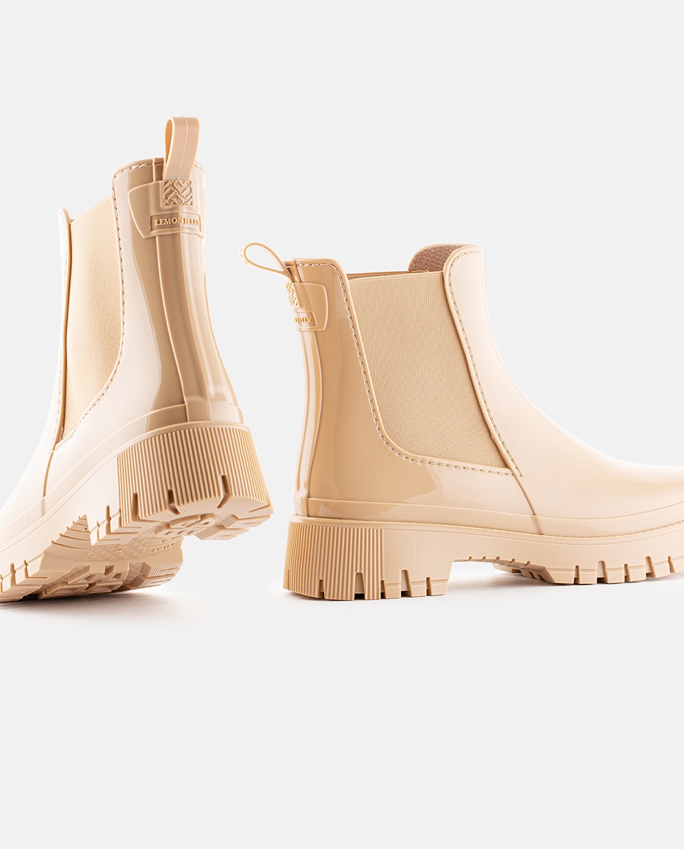 Botins Chelsea de Chuva Vegan PEACHY 06 em Bege Bege-5