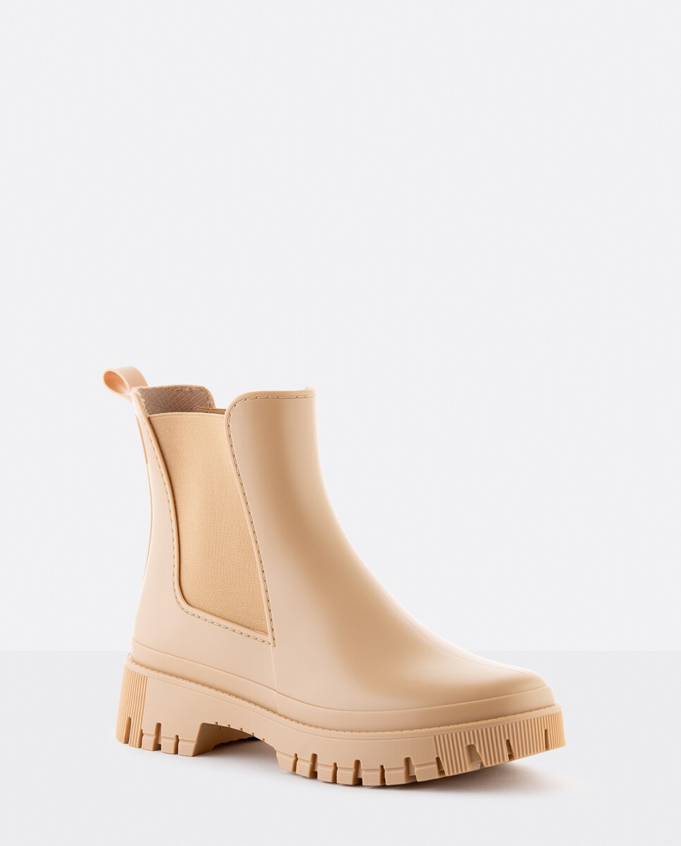 Botins Chelsea de Chuva Vegan KIRBY 06 em Bege Mate Bege-2