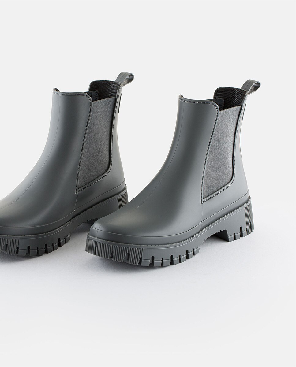 Botins Chelsea de Chuva Vegan KIRBY 13 em Cinzento Mate Cinzento-escuro-3