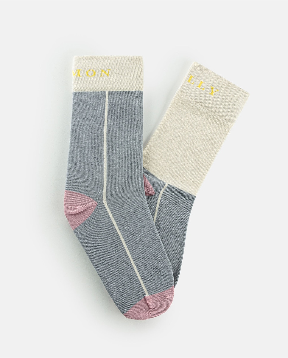 Imagem 0 de Meias Coloridas COLOR BLOCK SOCKS 01 em Cinza