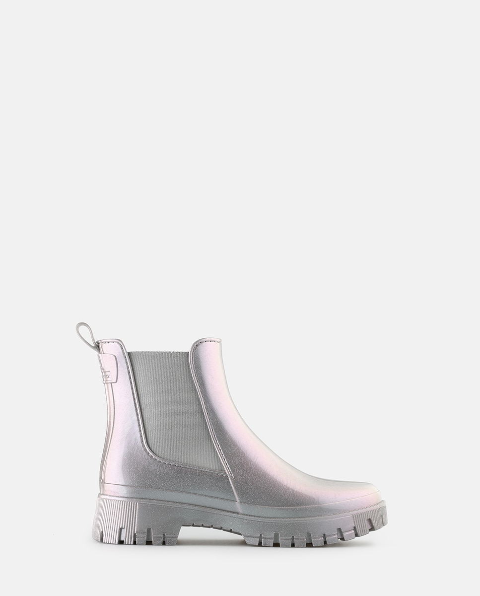Botins Chelsea de Chuva Vegan PEACHY em Cinza Brilhante Lilás-1