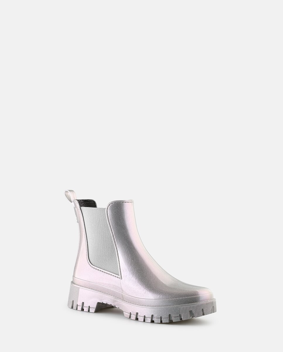 Botins Chelsea de Chuva Vegan PEACHY em Cinza Brilhante Lilás-2