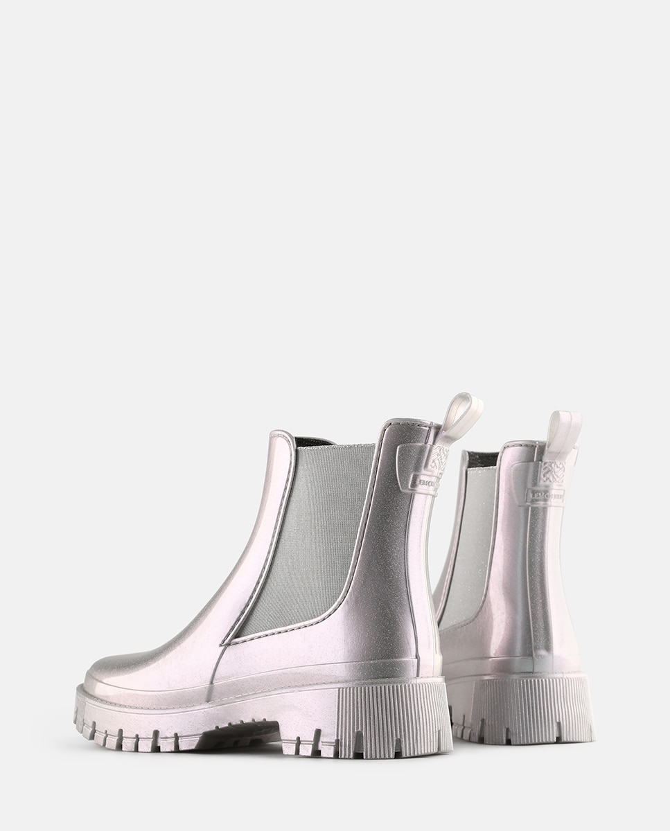 Botins Chelsea de Chuva Vegan PEACHY em Cinza Brilhante Lilás-3