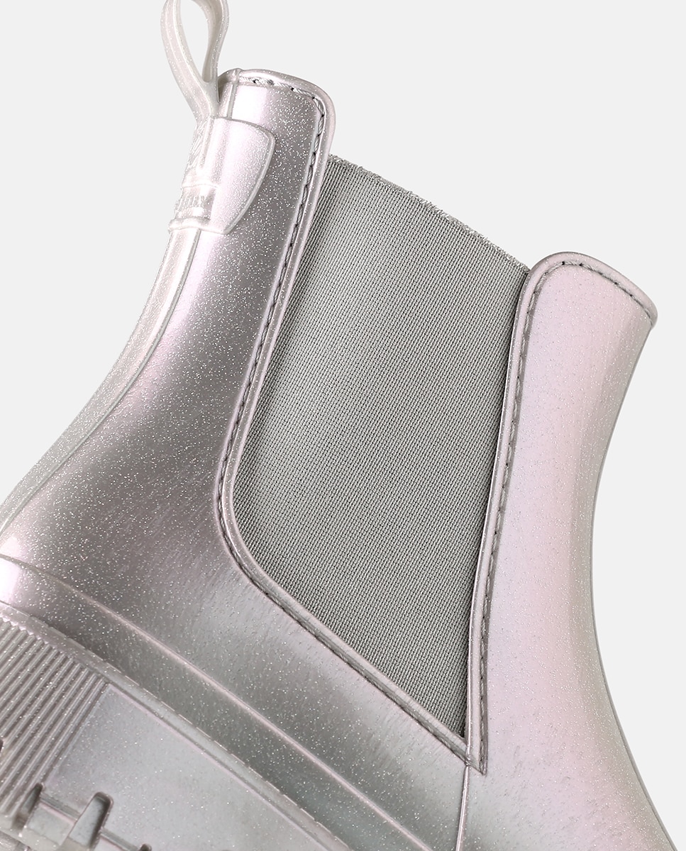 Botins Chelsea de Chuva Vegan PEACHY em Cinza Brilhante Lilás-4