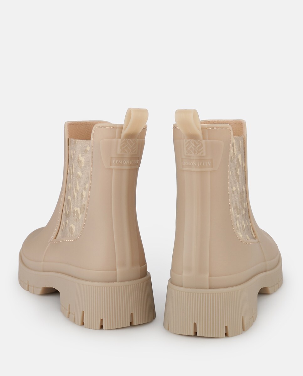 Botins Chelsea Vegan com Elásticos Estampados ALANI em Bege Bege-3