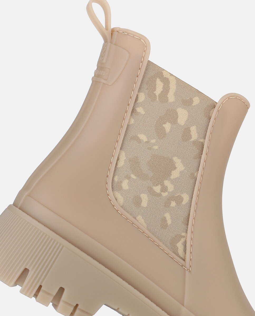 Botins Chelsea Vegan com Elásticos Estampados ALANI em Bege Bege-4