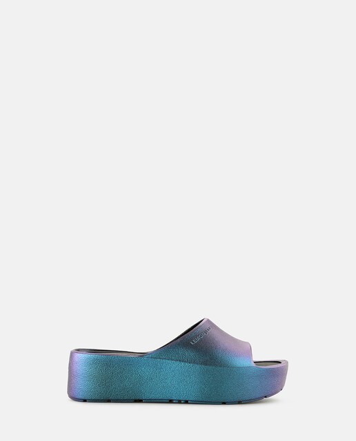 Imagem 0 de Chinelos de Plataforma Vegan ELODIE em Azul com Acabamento Brilhante