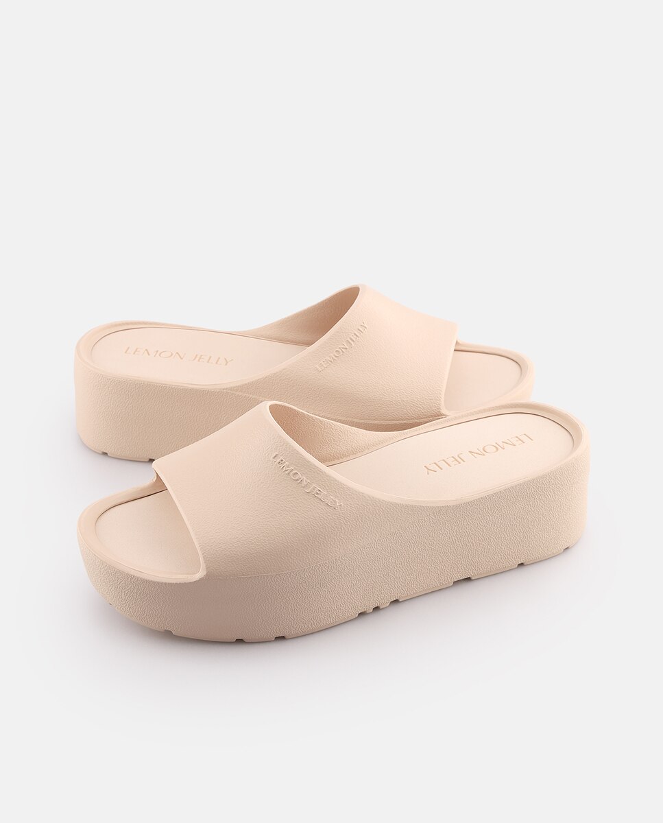 Chinelos de Plataforma Vegan SUNNY Bege Bege-3
