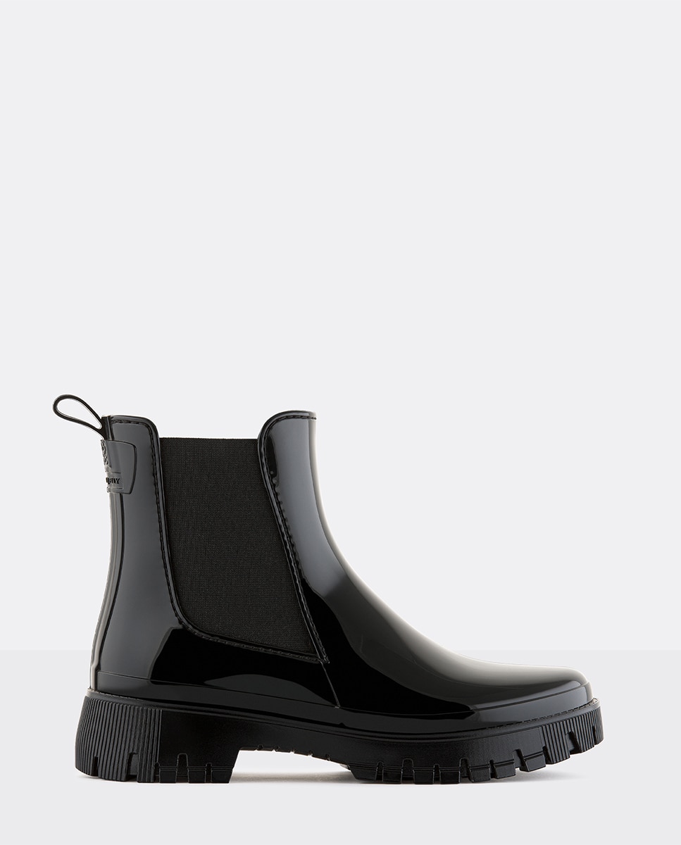 Botins Chelsea de Chuva Vegan PEACHY em Preto Preto-1