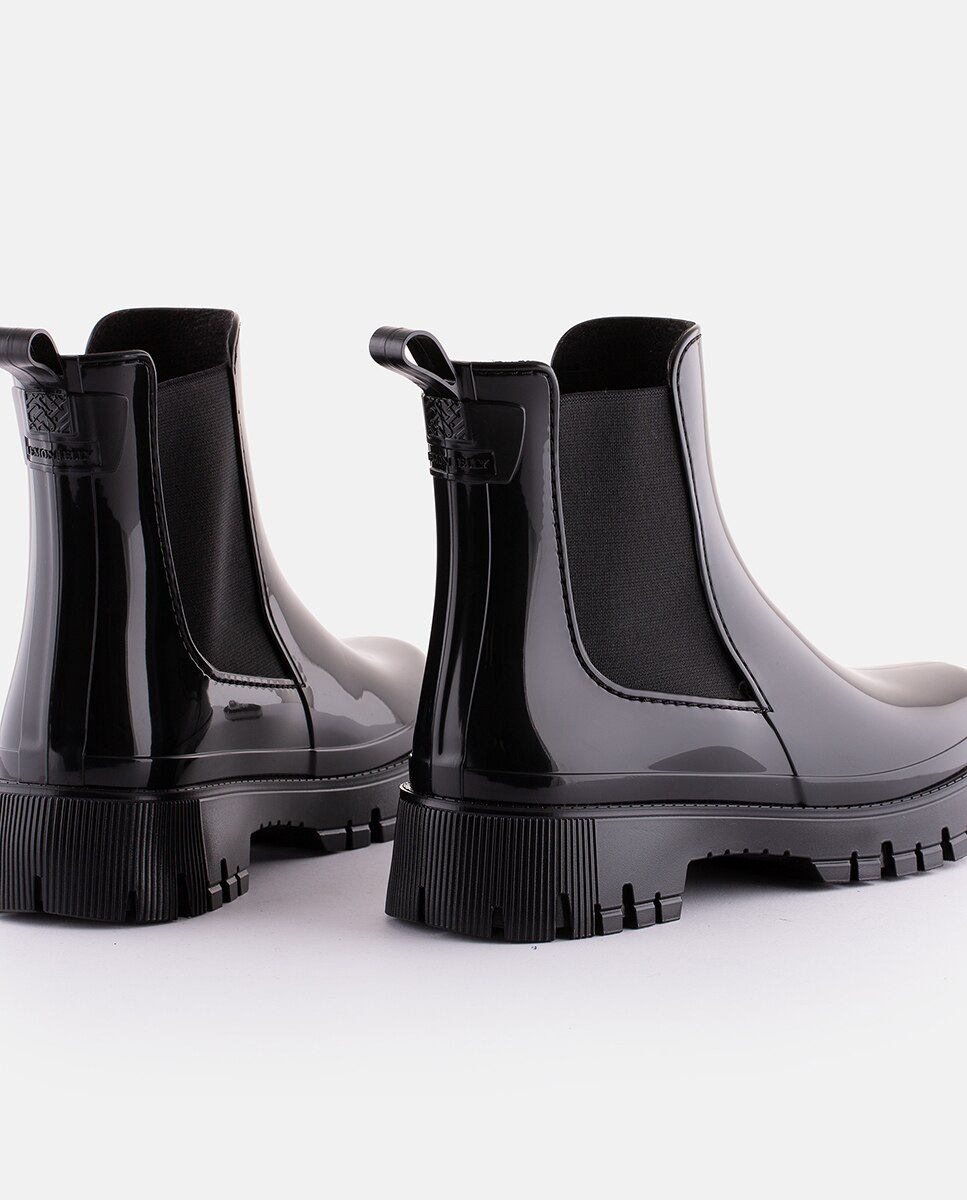 Botins Chelsea de Chuva Vegan PEACHY em Preto Preto-3