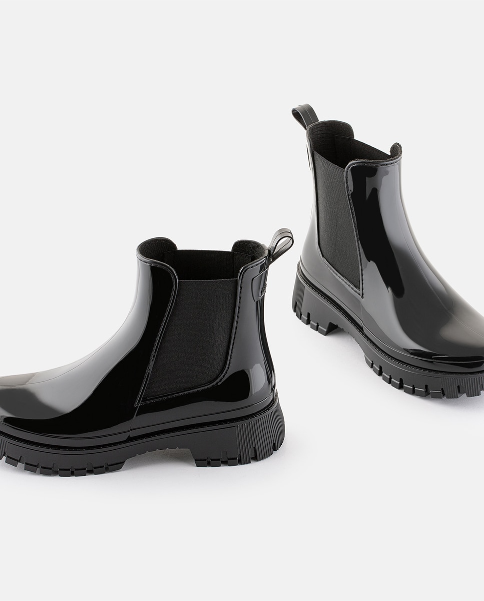 Botins Chelsea de Chuva Vegan PEACHY em Preto Preto-5