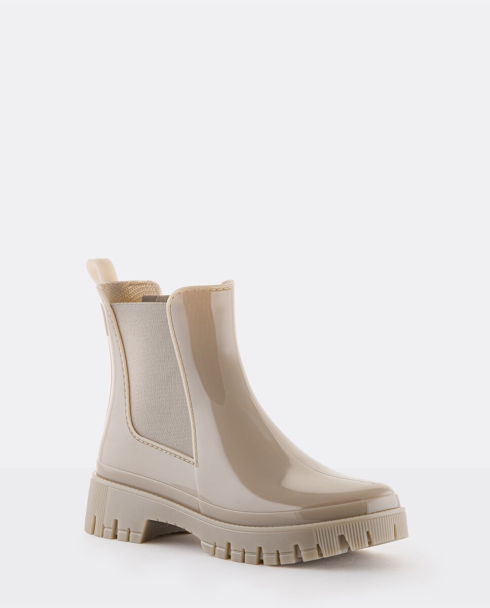 Botins Chelsea de Chuva Vegan PEACHY em Bege Bege-2
